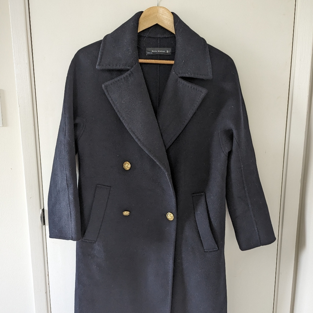 Zara Wool Blend Double Brested Coat